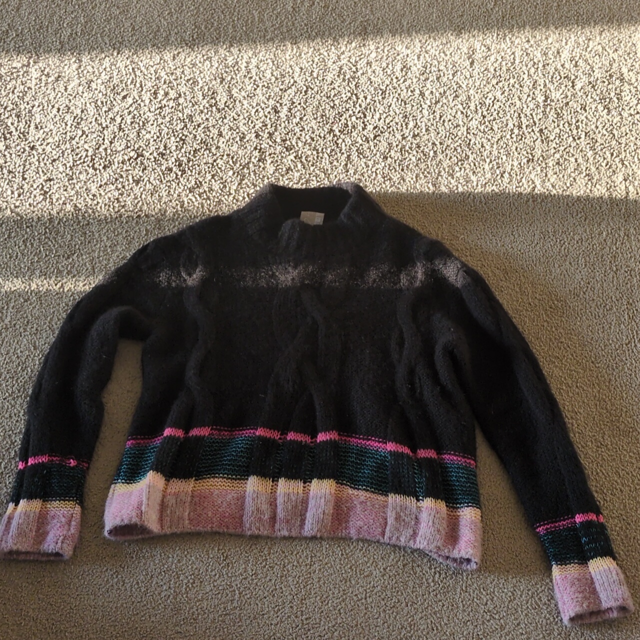 Stylish Black And Pink Women's Sweater - Amano Colab By Lorena Laing Handknit